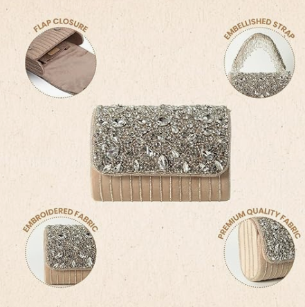 THE TAN CLAN Grace Beige Flap Over Clutch Bag for Women