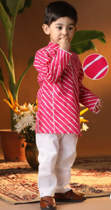 Pink & white printed Kurta with Pyjamas