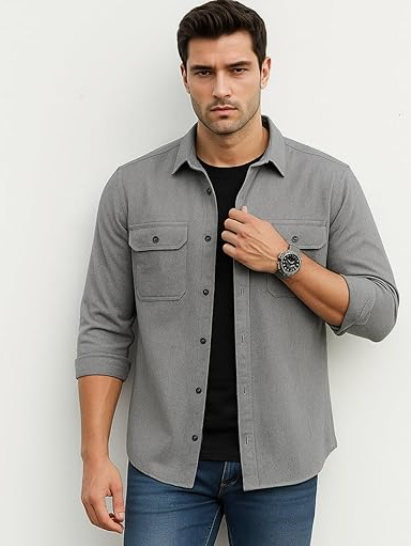 DEELMO Men’s Stylish Cotton Blend Casual Shirt